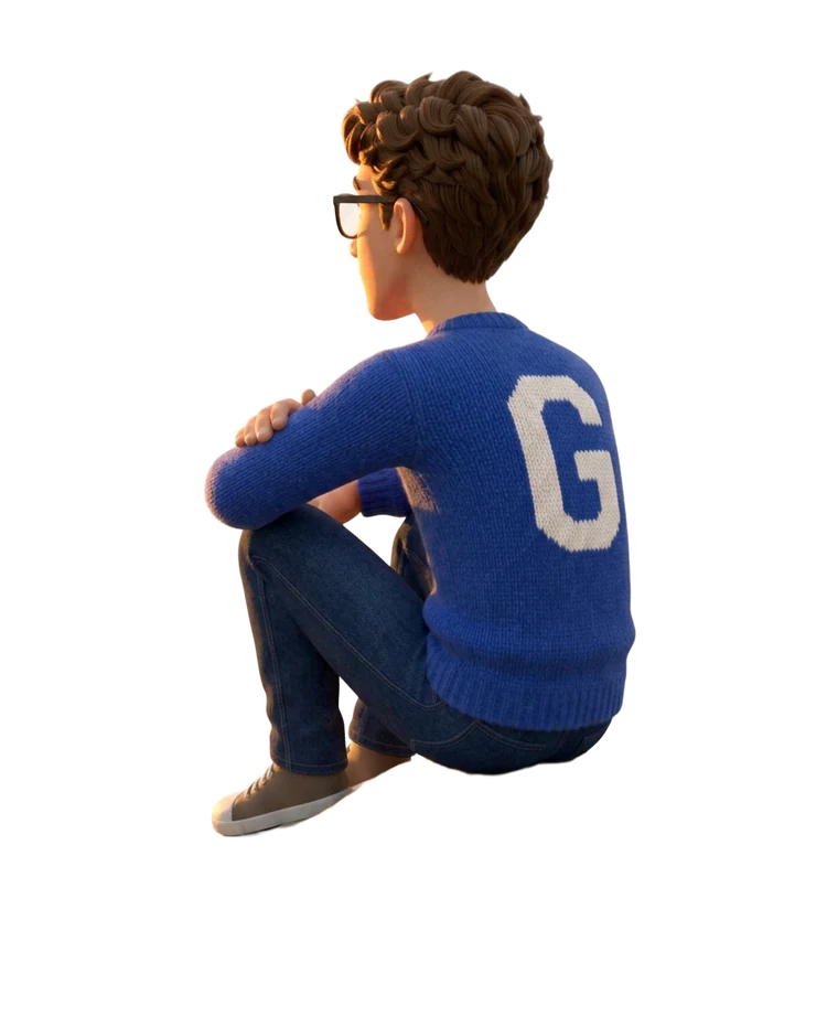 Comparison Genius character looking out over the mountains