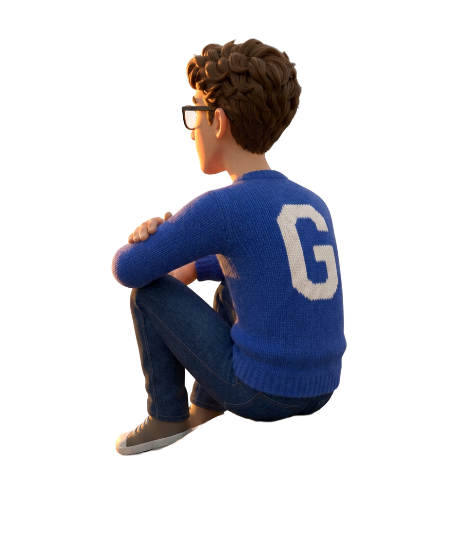 Comparison Genius character looking out over the mountains